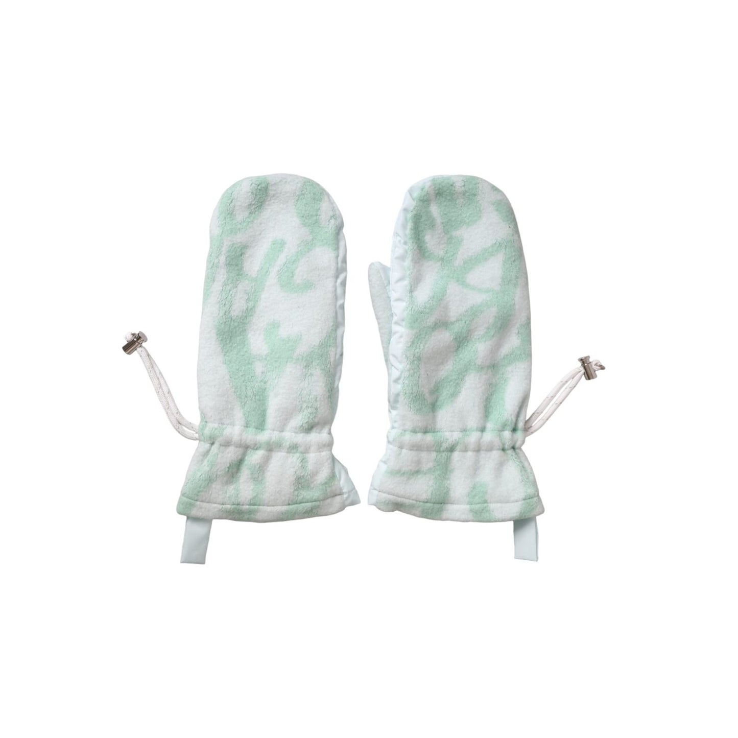 Dolce & Gabbana White Nylon Fleece Wrist Length Mitten Gloves