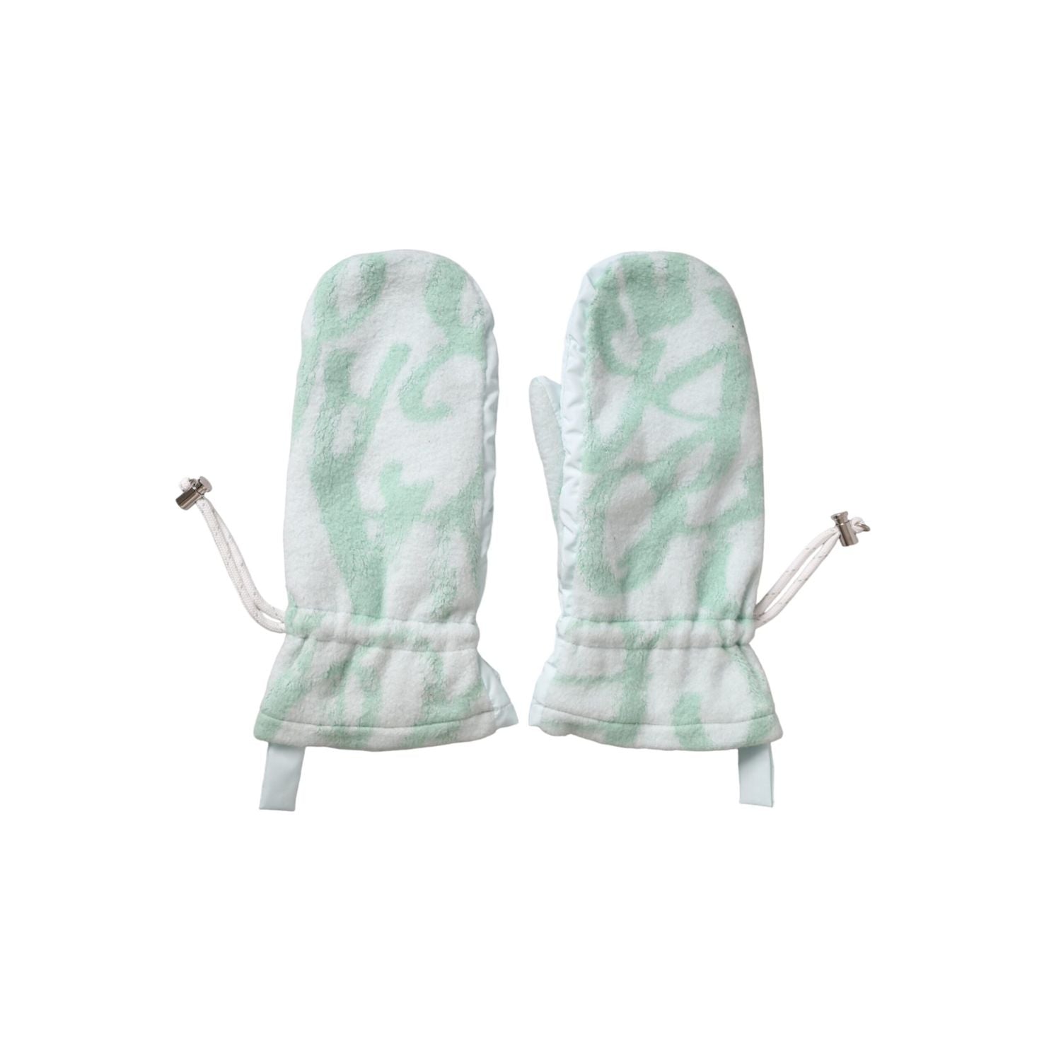 Dolce & Gabbana White Nylon Fleece Wrist Length Mitten Gloves
