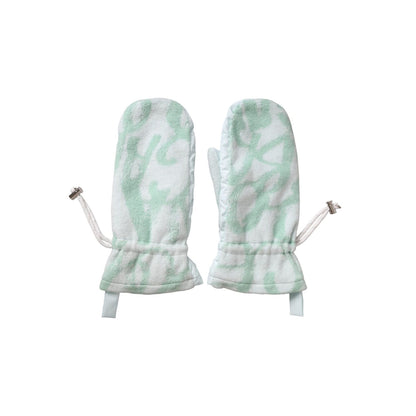 Dolce & Gabbana White Nylon Fleece Wrist Length Mitten Gloves
