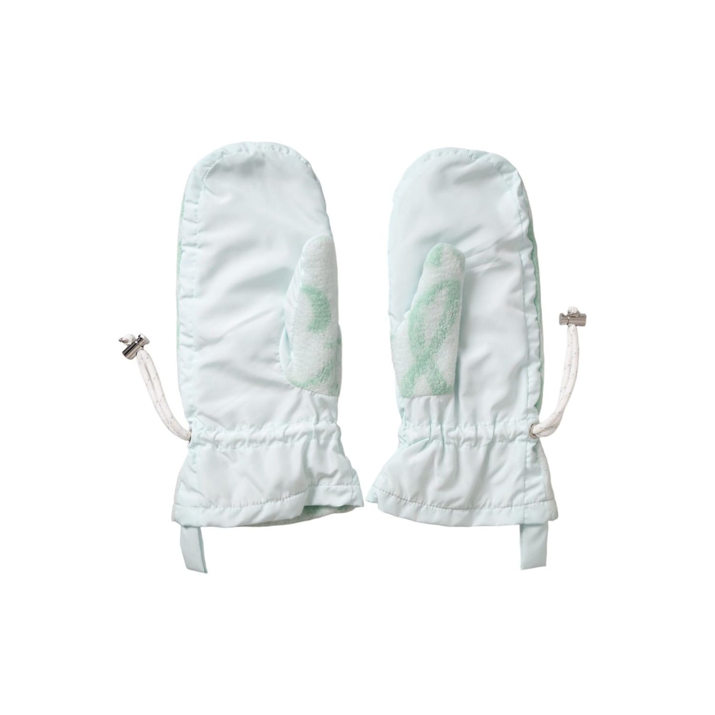 Dolce & Gabbana White Nylon Fleece Wrist Length Mitten Gloves