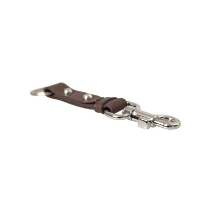 Dolce & Gabbana Brown Plain Leather Silver Brass Keyring Holder Keychain