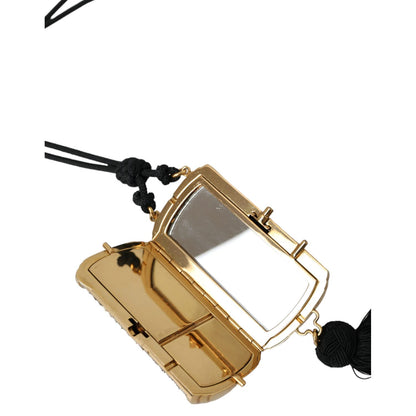 Dolce & Gabbana Beige Exotic Leather Mini Mirror Tassel Make Up Holder Bag