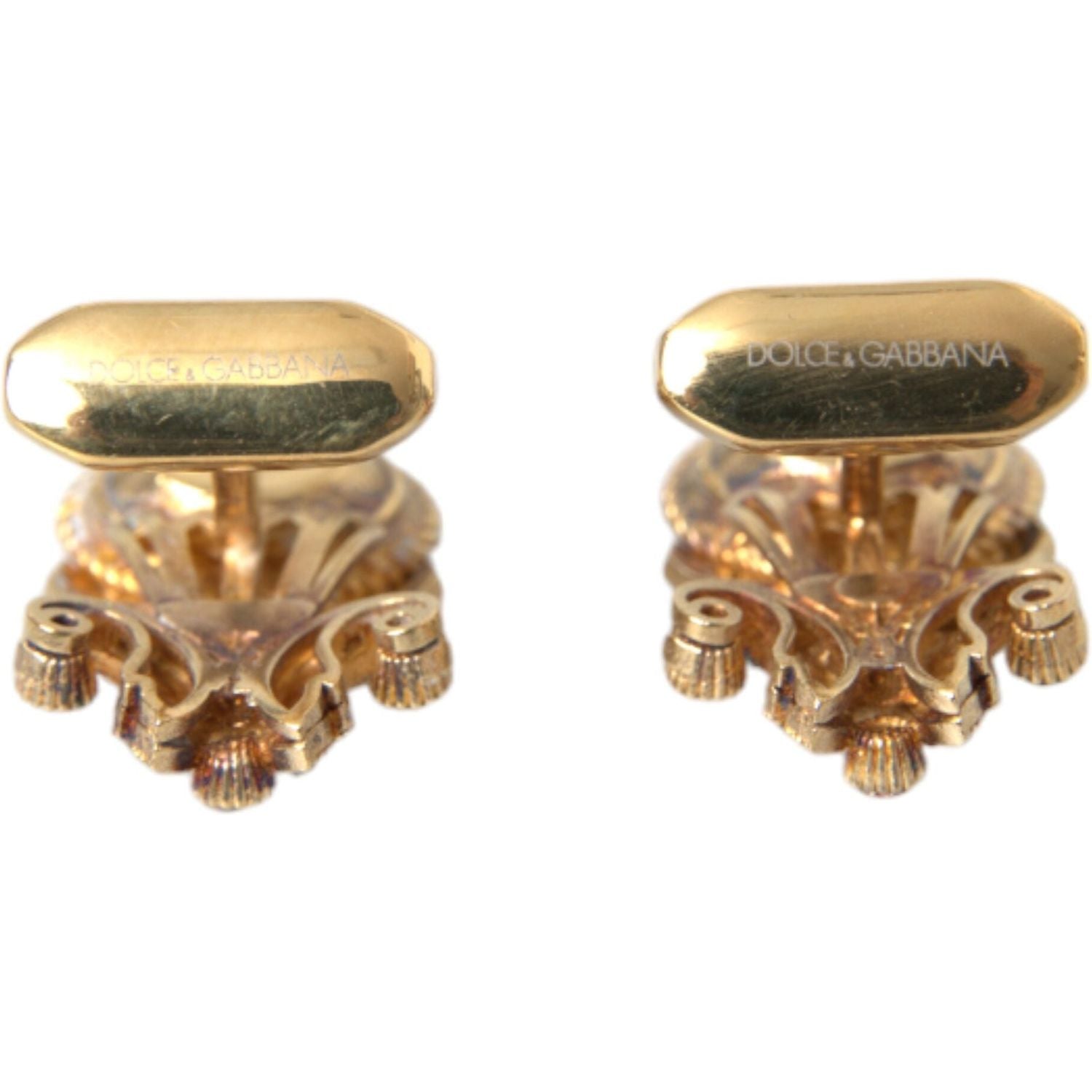 Dolce & Gabbana Gold Tone 925 Sterling Silver Crystal Cufflink
