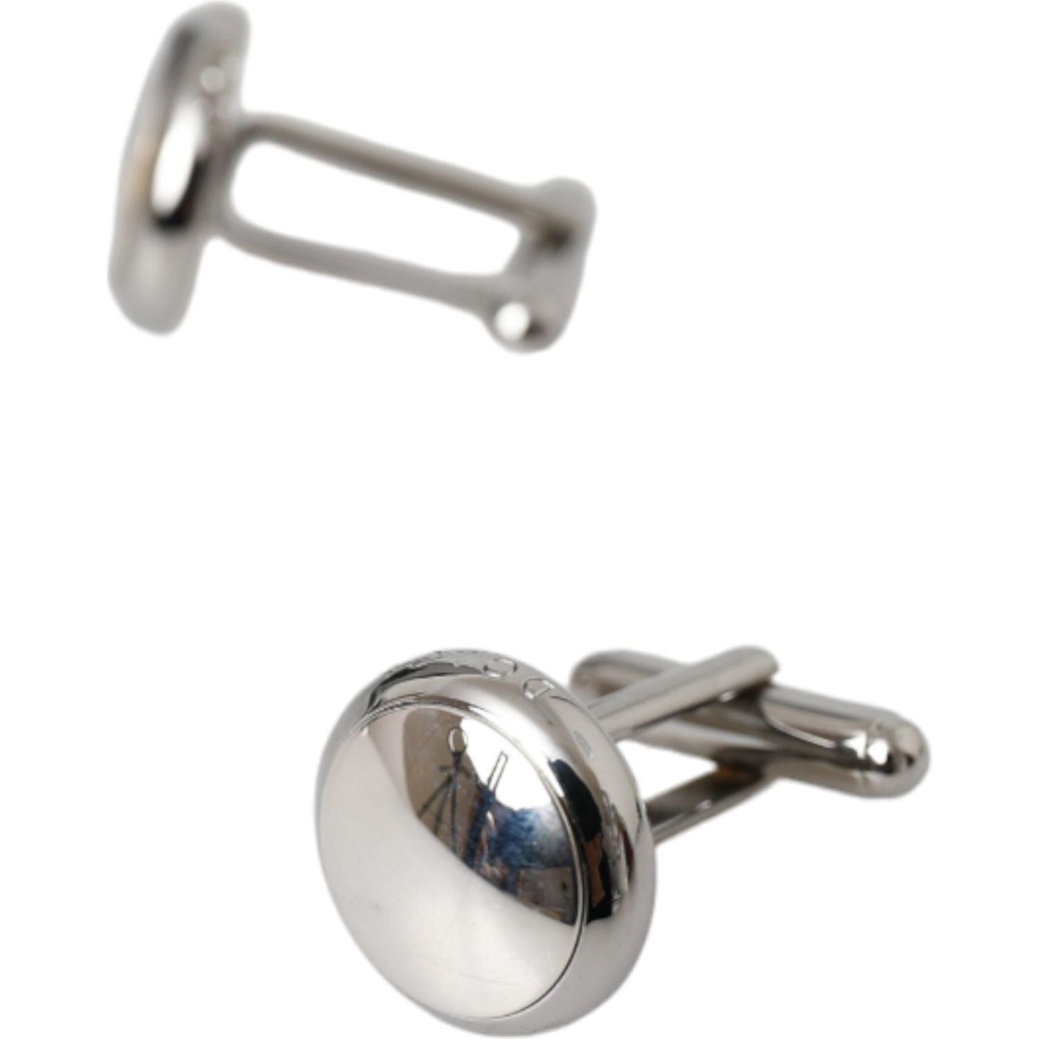 Dolce & Gabbana Silver Plated Brass Round Pin Men Cufflinks