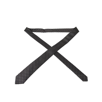Dolce & Gabbana Dark Gray White Polka Dots 100% Silk Necktie Face Mask