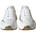Dolce & Gabbana White Gold DAYMASTER Leather Sneakers Men Shoes