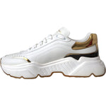 Dolce & Gabbana White Gold DAYMASTER Leather Sneakers Men Shoes