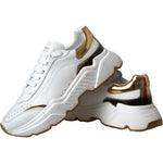 Dolce & Gabbana White Gold DAYMASTER Leather Sneakers Men Shoes