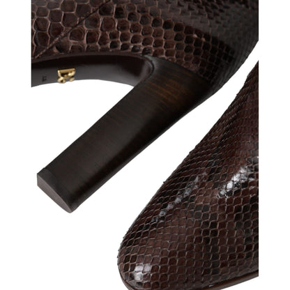 Dolce & Gabbana Brown Exotic Leather Heels High Boots Shoes