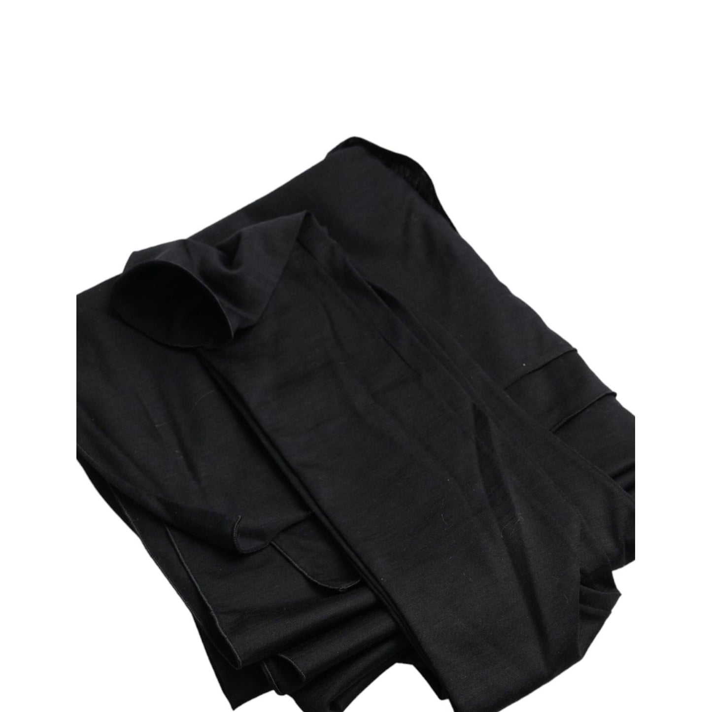 Dolce & Gabbana Black Wool Cutout Asymmetric Long Sleeve Top