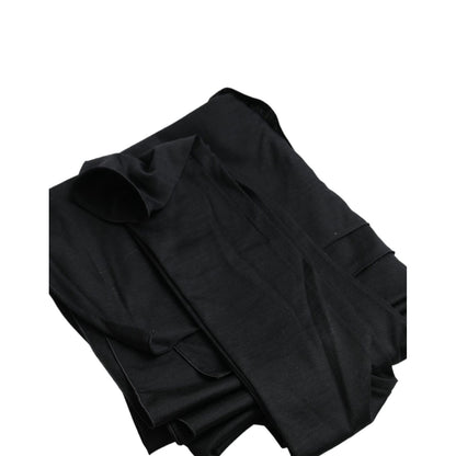 Dolce & Gabbana Black Wool Cutout Asymmetric Long Sleeve Top