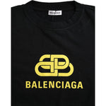 Balenciaga Black Cotton Logo Print Crew Neck Short Sleeves T-shirt