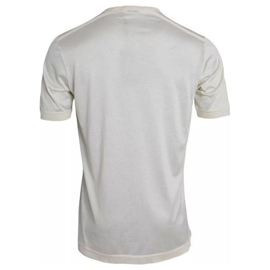 Dolce & Gabbana White Short Button Closure Silk Top T-shirt