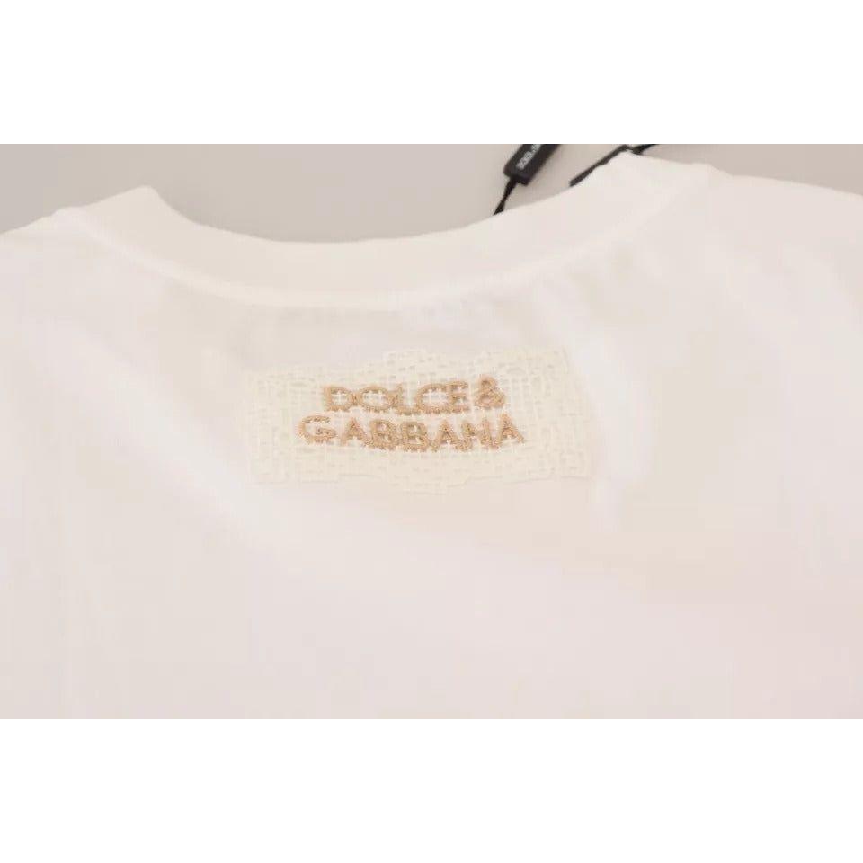 Dolce & Gabbana Optical White Printed Short Sleeves Top
