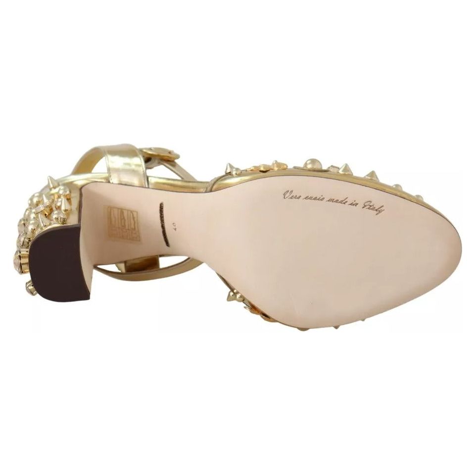 Dolce & Gabbana Gold Studs Vally Slingback Sandals Shoes