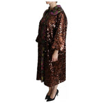 Dolce & Gabbana Multicolor Sequined Long Coat Jaquard Jacket JKT2699-40