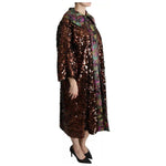 Dolce & Gabbana Multicolor Sequined Long Coat Jaquard Jacket JKT2699-40