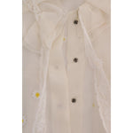 Dolce & Gabbana White Daisy Applique Silk Shirt