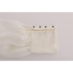 Dolce & Gabbana White Daisy Applique Silk Shirt