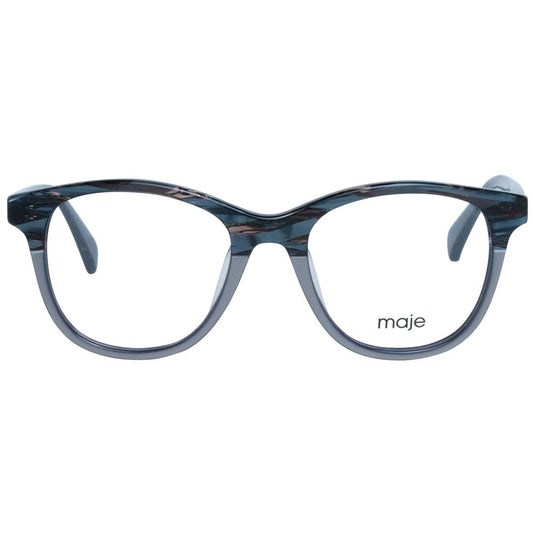 Maje Gray Women Glasses Frame in full-rim trapezium shape, acetate material, demo lenses, 48-18-140 size dimensions, grey color.