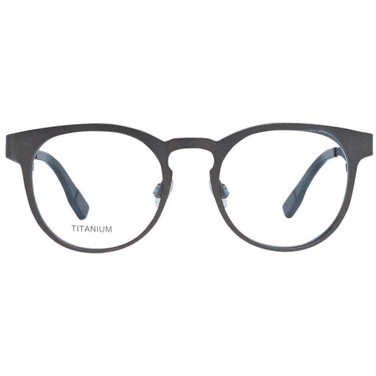 Ermenegildo Zegna Gray Men Glasses Frame, titanium full-rim round style, 48-19-140 size, gray color