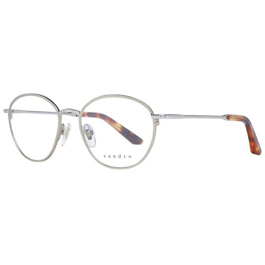 Sandro Silver Women Glasses Frame, round stainless steel with full-rim and demo lenses, size 49-17-135, with branded case.