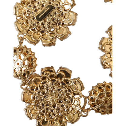 Dolce & Gabbana Gold FIORI BLOOMING Floral Baroque Crystals Bracelet Necklace