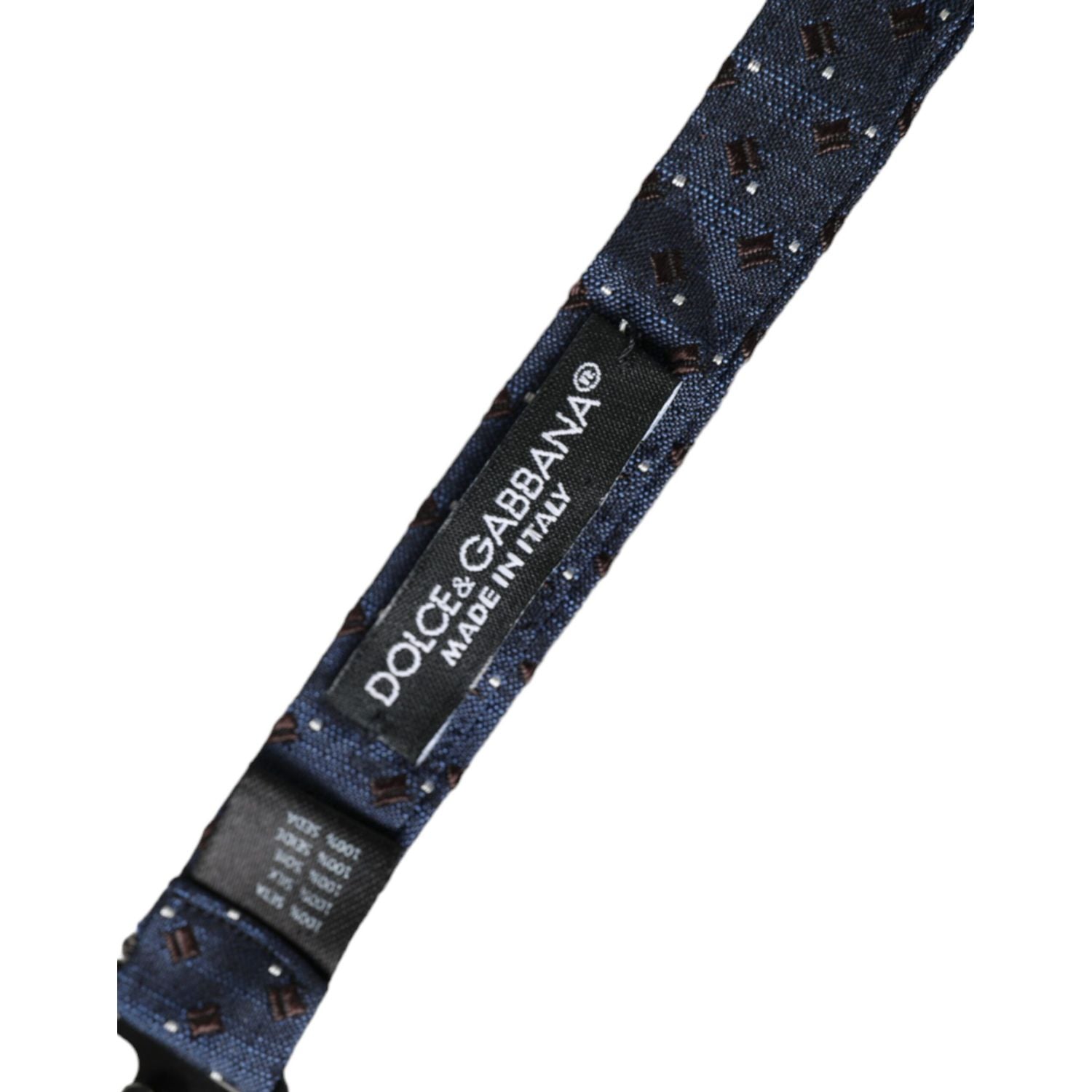 Dolce & Gabbana Navy Blue Silk Patterned Adjustable Men Papillon Bow Tie