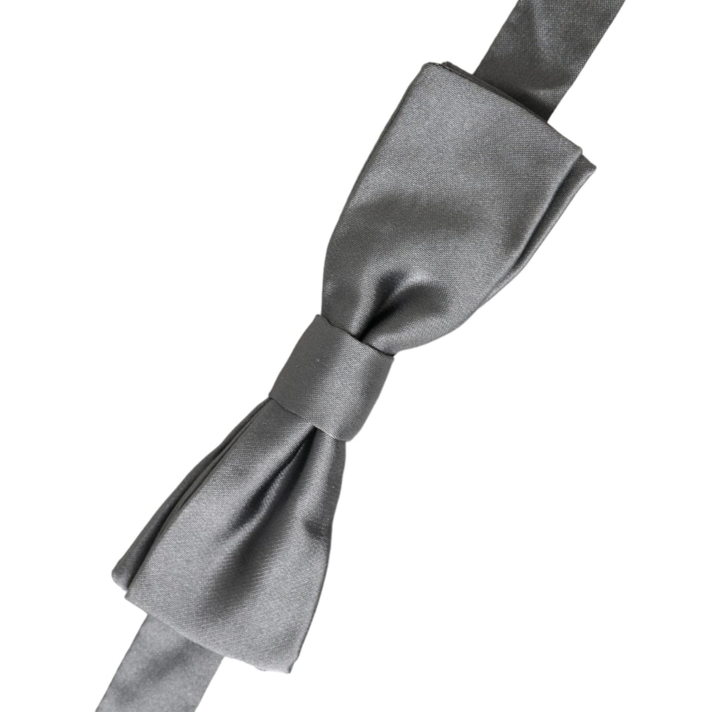 Dolce & Gabbana Gray Satin Silk Adjustable Neck Men Papillon Bow Tie
