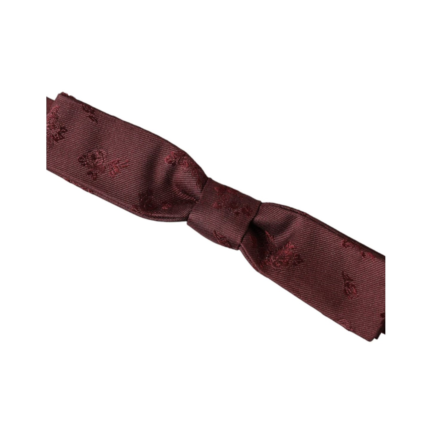 Dolce & Gabbana Maroon Floral Silk Adjustable Neck Men Bow Tie