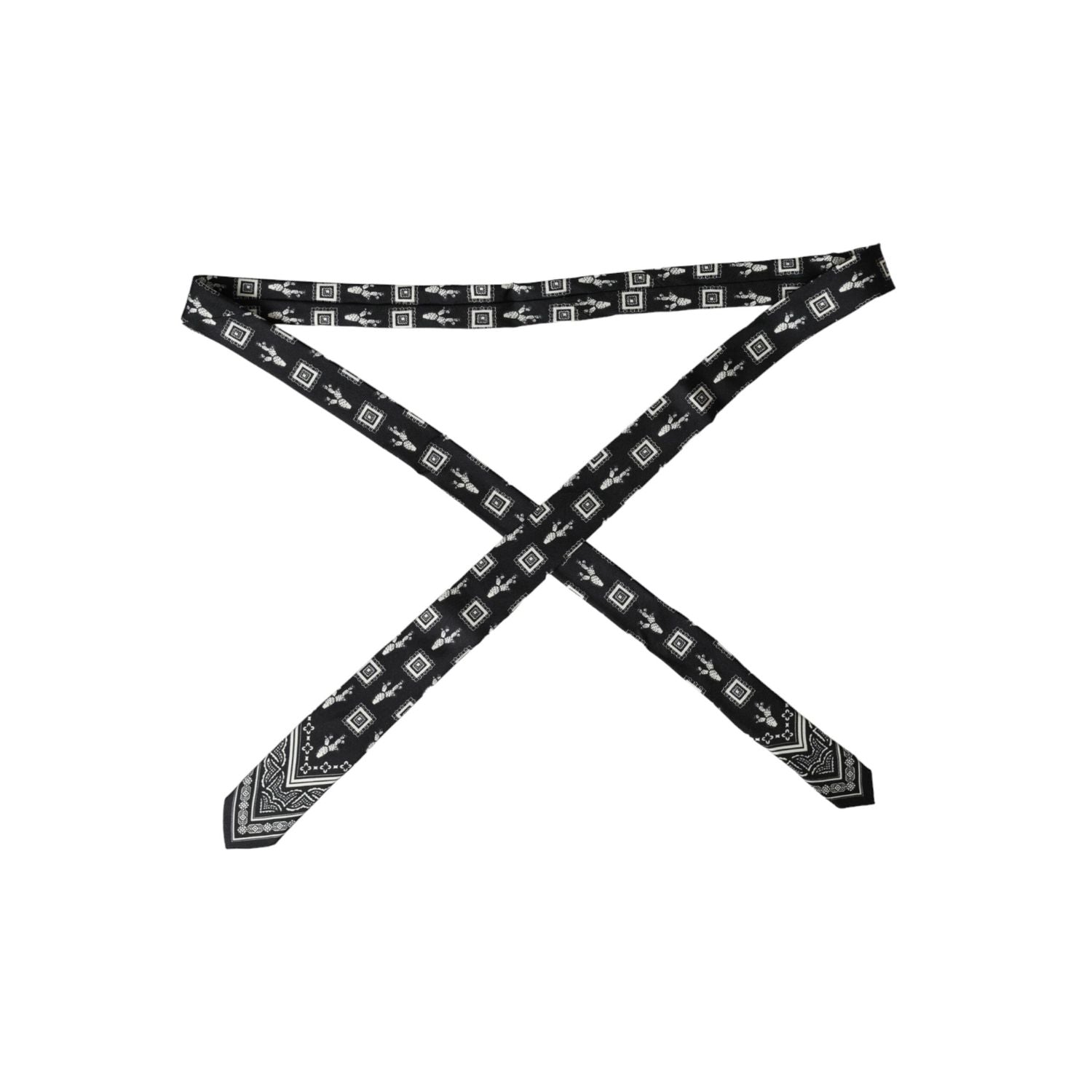 Dolce & Gabbana Black Patterned 100%Silk Adjustable Tie