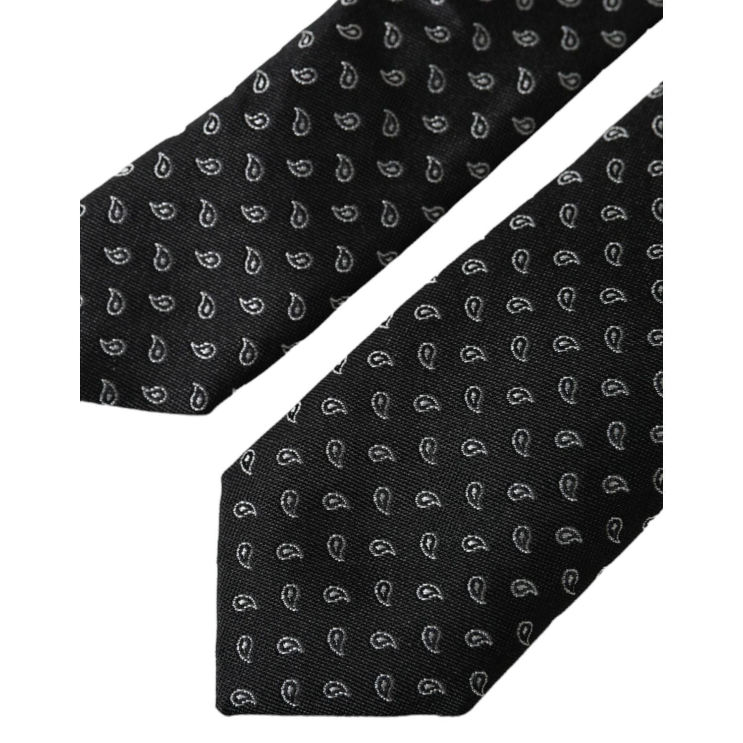Dolce & Gabbana Black Jacquard Patterned Silk Adjustable Men Tie