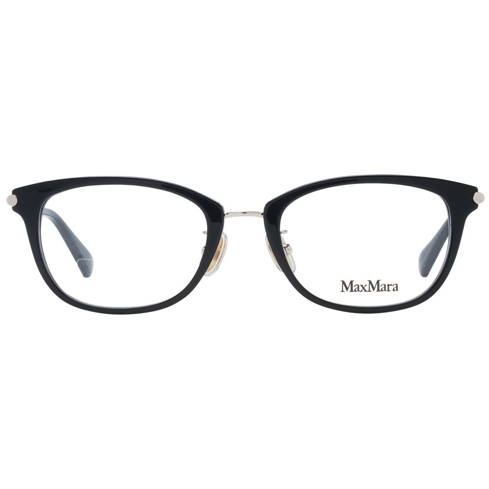 Max Mara Black Women Glasses Frame in full-rim rectangle style with plastic lenses. Includes branded case. Size 50-19-145.