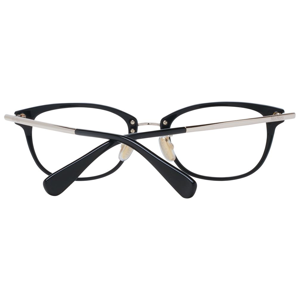 Max Mara Black Women Glasses Frame, full-rim black plastic, rectangular style with demo lenses, includes branded case.