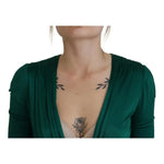 Dolce & Gabbana Dark Green Viscose Long Sleeve Midi Dress