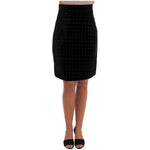 Dolce & Gabbana Dark Green Baroque Velvet Pencil Skirt SKI1088-1