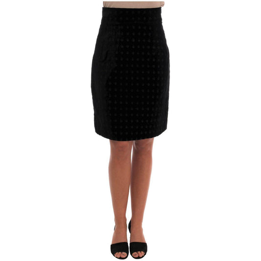 Dolce & Gabbana Dark Green Baroque Velvet Pencil Skirt SKI1088-1