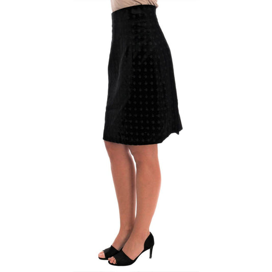 Dolce & Gabbana Dark Green Baroque Velvet Pencil Skirt SKI1088-1
