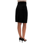Dolce & Gabbana Dark Green Baroque Velvet Pencil Skirt SKI1088-1