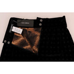 Dolce & Gabbana Dark Green Baroque Velvet Pencil Skirt SKI1088-1