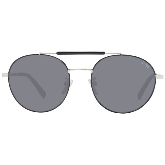 Sting Black Men Sunglass with grey plastic lenses and full-rim metal frame. Aviator style provides 100% UVA & UVB protection. Includes branded case.