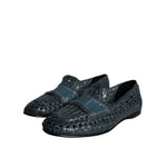 Dolce & Gabbana Blue Woven Leather Slip On Loafers Men Shoes