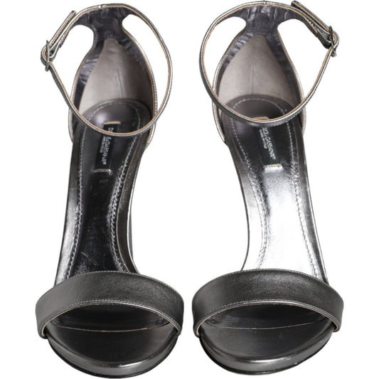 Dolce & Gabbana Silver KEIRA Heels Ankle Strap Sandals Shoes LA11339-40