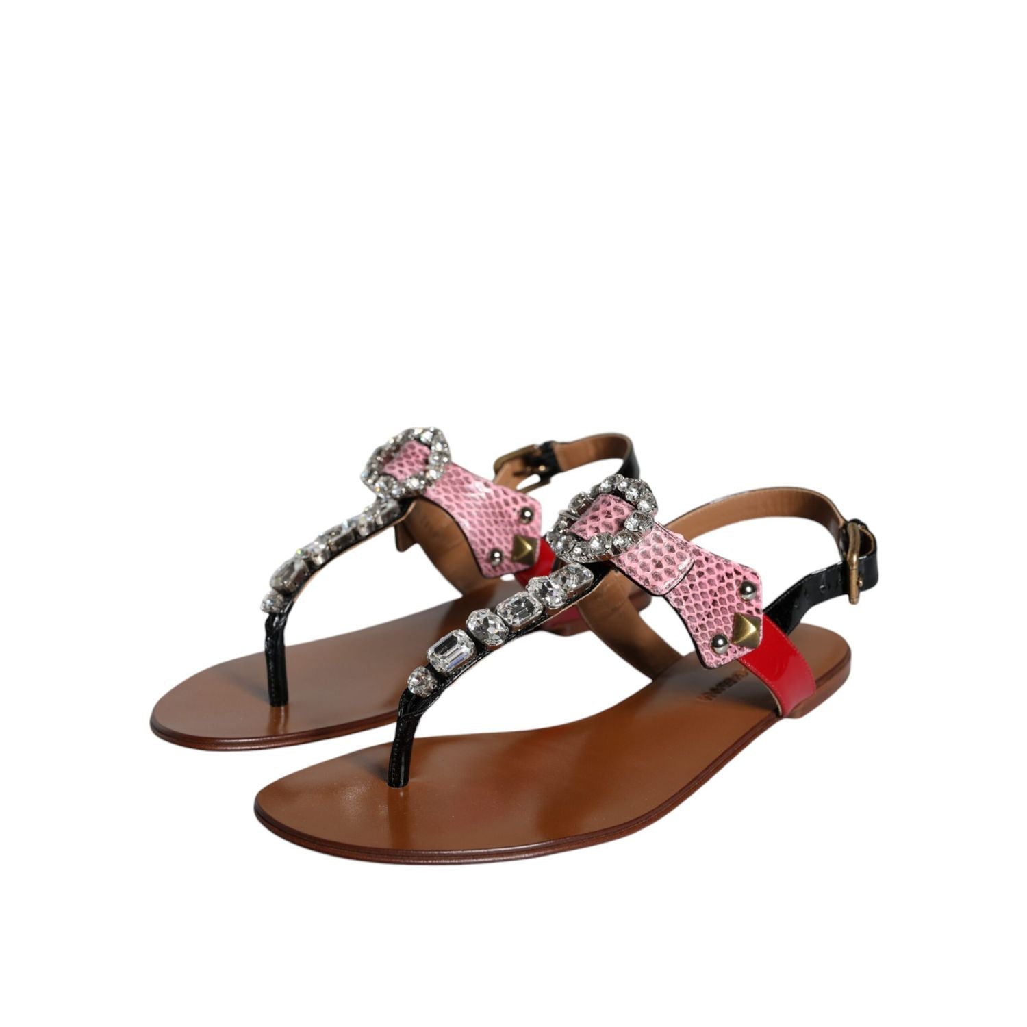 Dolce & Gabbana Multicolor Crystal Sandals Flip Flops Shoes