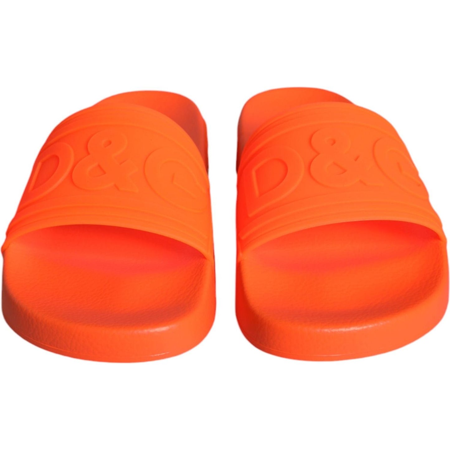 Dolce & Gabbana Orange Rubber Slides Sandals Beachwear Shoes
