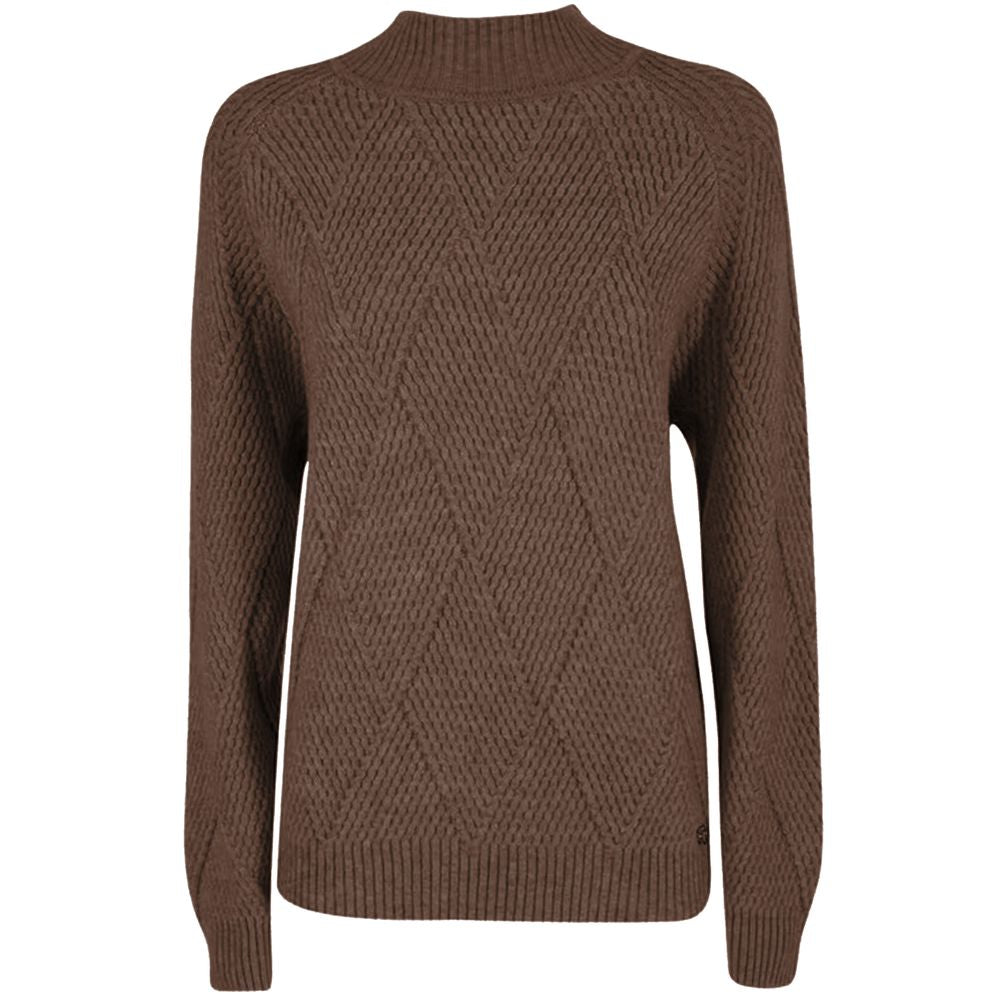Yes Zee Brown Acrylic Women Sweater YE-13708-XL