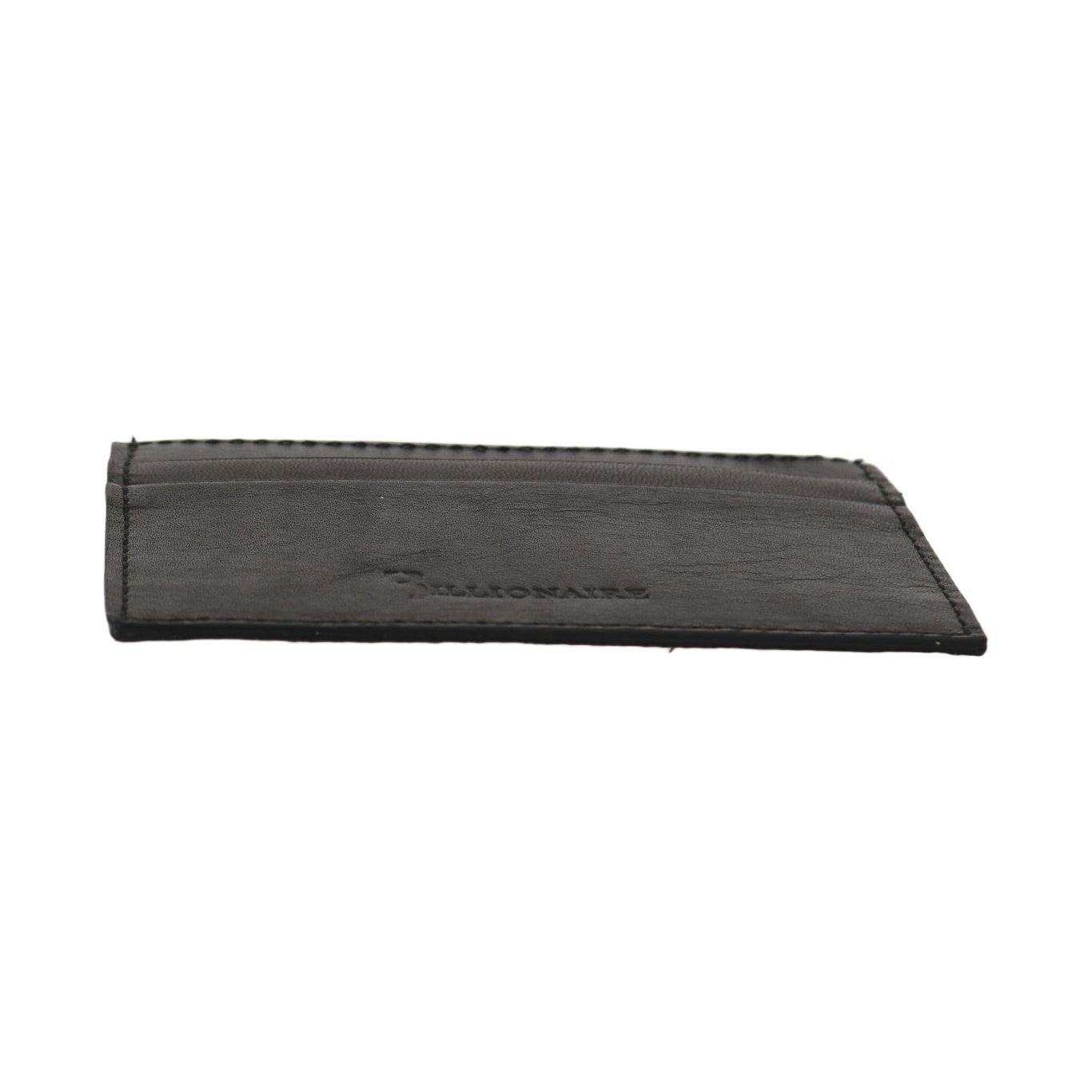Billionaire Italian Couture Black Leather Cardholder Wallet Wallet