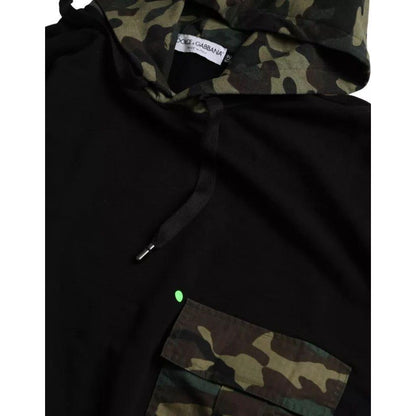 Dolce & Gabbana Black Camouflage Hooded Sweatshirt Sweater