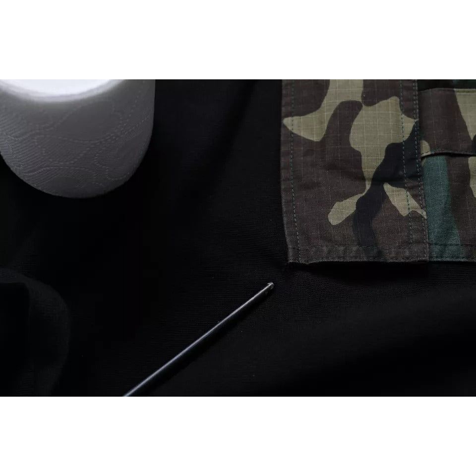 Dolce & Gabbana Black Camouflage Hooded Sweatshirt Sweater