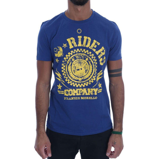 Frankie Morello Blue Cotton RIDERS Crewneck T-Shirt1728,67345645728,Blue,Clothing,Frankie Morello,Material: 100% Cotton,Men,Men - Clothing,New with tags,S,T-Shirts - Clothing,T-Shirts - Men - Clothing,T-Shirts - T-Shirts - Clothing